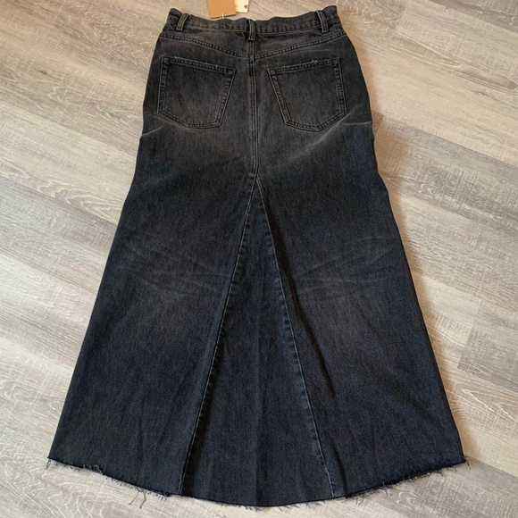 Reformation NWT Tazz Black Denim Long Maxi Skirt 27 - Picture 8 of 10